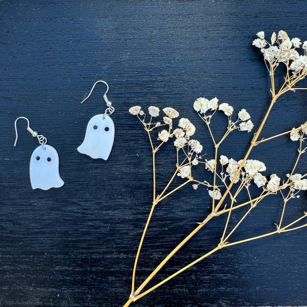 Ghost-Shaped Silver Earrings